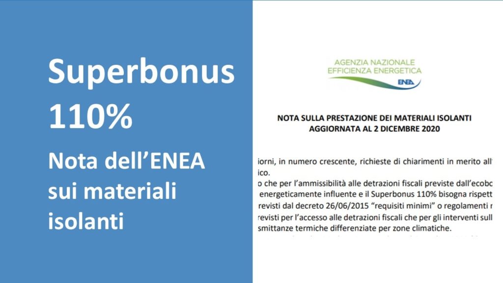 ENEA - nota sui materiali isolanti per Superbonus 110%