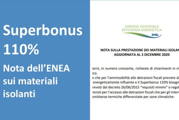 ENEA - nota sui materiali isolanti per Superbonus 110%